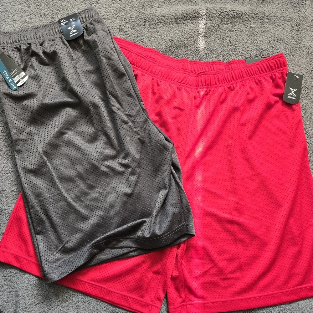 Men's Xersion Basketball Shorts Sz 3XL Bundle of 2 Red/Gray